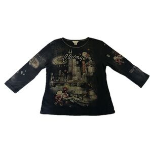 Vintage Christopher & Banks Chicago All Over Print Longsleeve